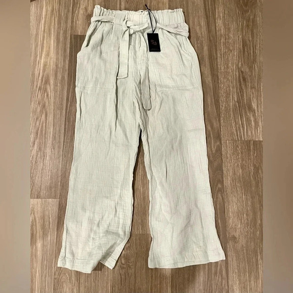 Sincerely Jules Linen Pants Light Green Size Medium - Picture 3 of 4